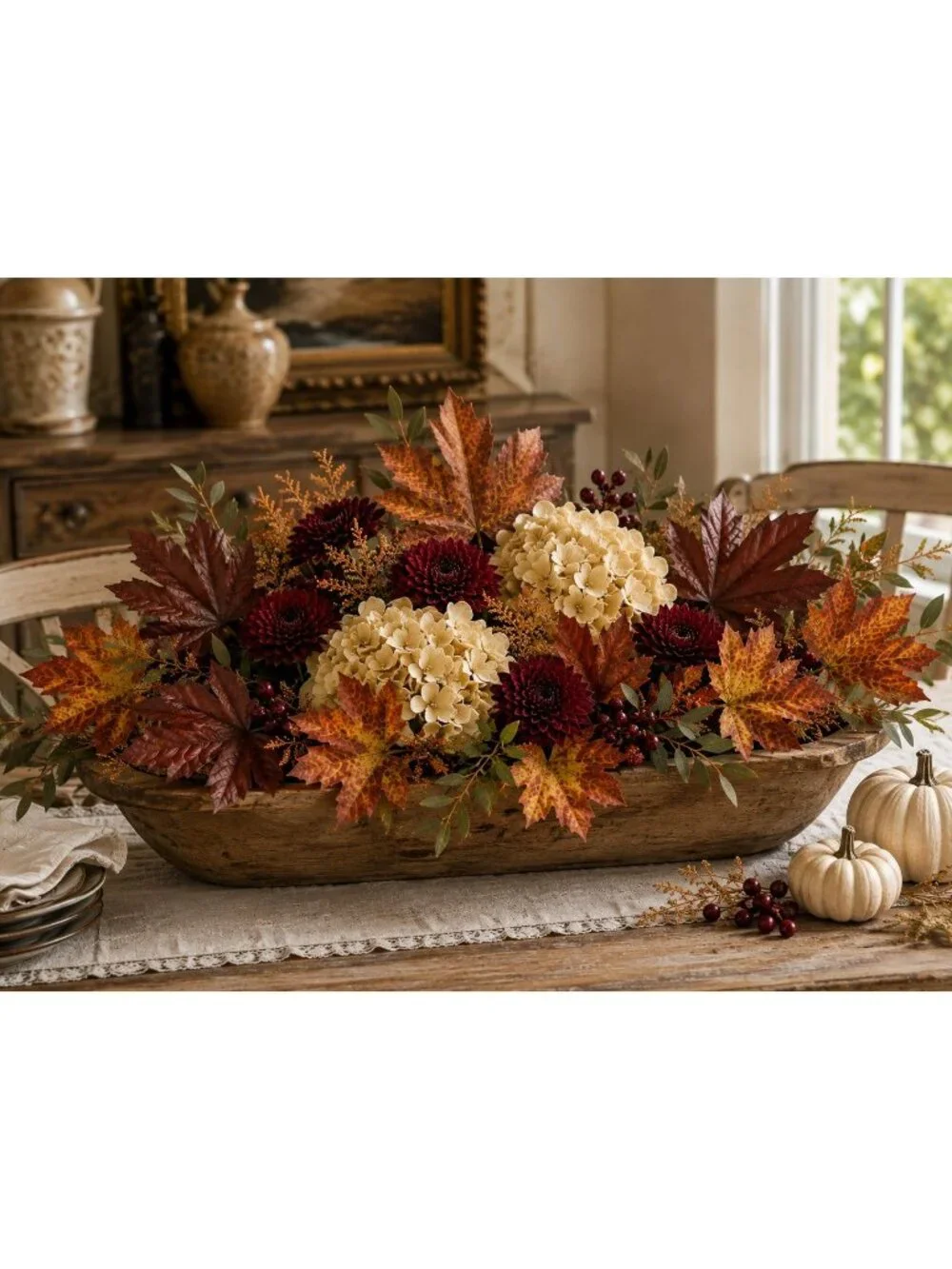 16 Artificial Fall Maple Leaves, Golden Yellow Burnt Orange Burgundy Red, Thanks